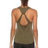Workout Tank Tops for Women Athletic Racerback Yoga Tops Sports Shirts Sexy Cutout Loose Fit Gym Exercise Tank Tops Army Green view 3