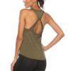 Workout Tank Tops for Women Athletic Racerback Yoga Tops Sports Shirts Sexy Cutout Loose Fit Gym Exercise Tank Tops Army Green view 4