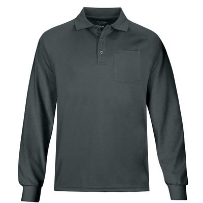 MOHEEN Mens Long Sleeve Moisture Wicking Performance Polo Shirts Casual Solid Golf Pique Shirts Dark Grey-2XL