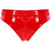YONGHS Women's Shiny Metallic Low Rise Briefs Booty Shorts Micro Mini Panties Lingerie Underwear Red Large view 4