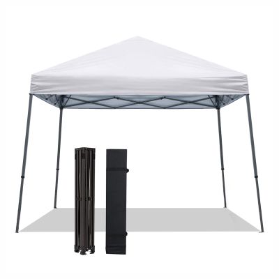 Ifwind 8X8 FT Pop Up Canopy Tent, Outdoor Instant Slant Legs Sun Shelter with Carrying Bag Portable for Patio Deck Garden and Beach(White)
