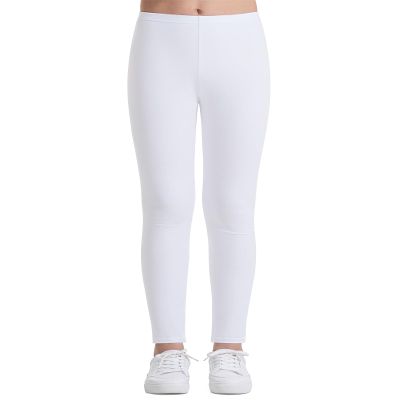 Auranso Toddler Girls Leggings Basic Full Length Cotton Tights Pants White1 4-5T