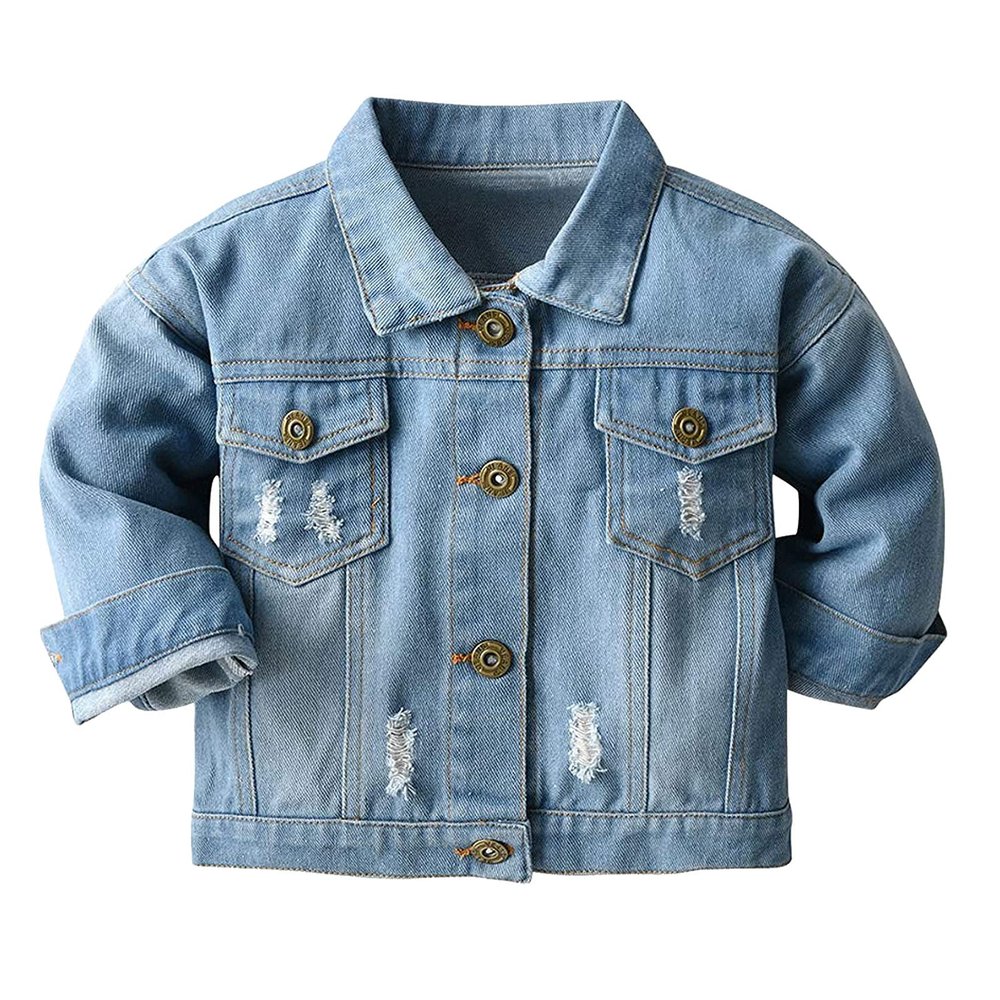 Button Jacket Top Boys Jeans Toddler Coat Kids Baby Jacket Down Denim Pocket Girls Tween Girls (Blue, 18-24 Months)