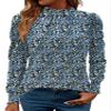 LUYAA Long Sleeve Shirts Basic Tops for Women Floral Print T Shirts for Women Graphic Womens Fall Tops Blue Floral M view 1