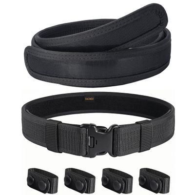 TACNEX 2" Duty Belts with Loop Liner 4 Belt Keepers + 1.5" Inner Belt with Hook Liner M(30"-34")