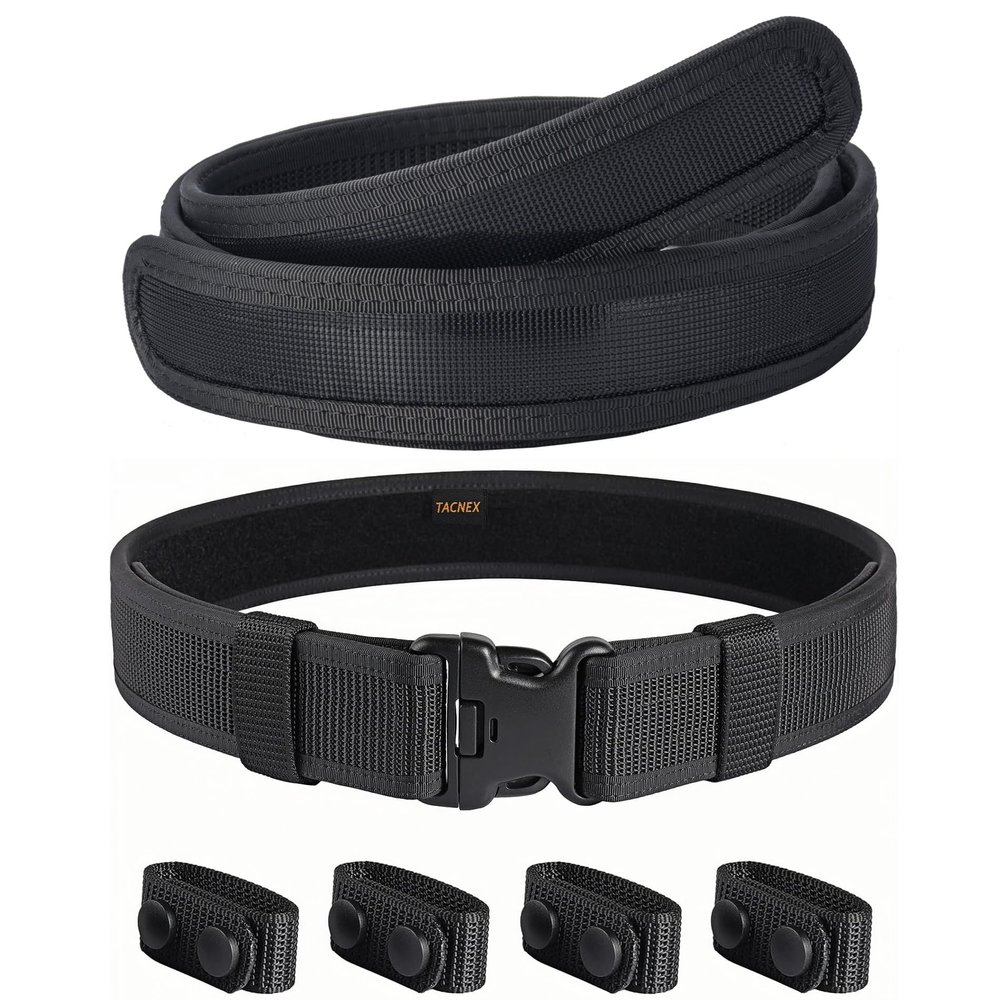 TACNEX 2" Duty Belts with Loop Liner 4 Belt Keepers + 1.5" Inner Belt with Hook Liner M(30"-34")