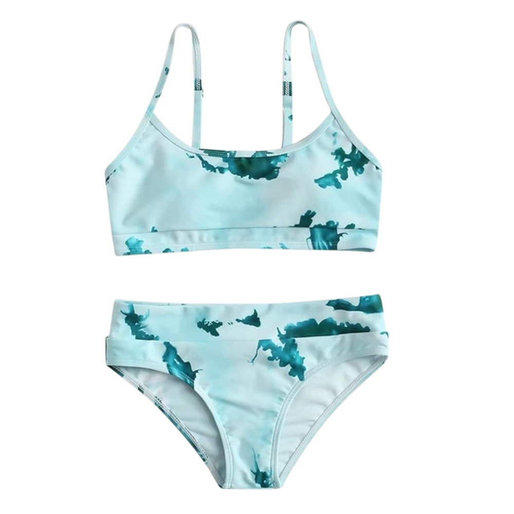 Infant Baby Girl Summer Tie-Dye Print Suspender Swimwear 2PCS Bikini Swimsuit Swimming Suits 5t (Green, 11-12 Years)