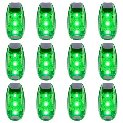 Awpeye 12 Pack Led Safety Light, Safety Light, High Visibility Strobe Running Lights Used for Bicycle, Walking Etc. Clip-On Running Lights Clip to Clothes Strap to Wrist, Bike Or Anywhere (Green)