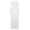 Praise Dance Dresses for Women Liturgical Worship Church Lyrical Dancewear Bi Color Metallic Color Block Long Sleeve Pleated Swing Full Length Loose Fit Maxi Robe Biblical Costumes White XXL view 3