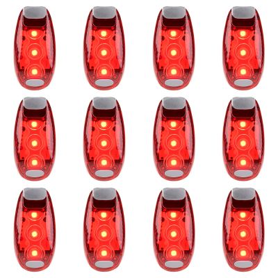 Awpeye 12 Pack Led Safety Light, Safety Light, High Visibility Strobe Running Lights Used for Bicycle, Walking Etc. Clip-On Running Lights Clip to Clothes Strap to Wrist, Bike Or Anywhere (Red)