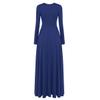 Praise Dance Dresses for Women Liturgical Worship Church Lyrical Dancewear Bi Color Metallic Color Block Long Sleeve Pleated Swing Full Length Loose Fit Maxi Robe Biblical Costumes Navy Blue S view 3