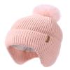 Camptrace Baby Toddler Winter Earflap Hat Fleece Lined Kid Pom Beanie Pink view 1