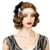 Aicos Brown 1920s Flapper Wavy Wig for Women Finger Wavy Vintage Wig with Headband Halloween Costume Party view 1