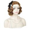 Aicos Brown 1920s Flapper Wavy Wig for Women Finger Wavy Vintage Wig with Headband Halloween Costume Party view 3