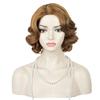 Aicos Brown 1920s Flapper Wavy Wig for Women Finger Wavy Vintage Wig with Headband Halloween Costume Party view 4