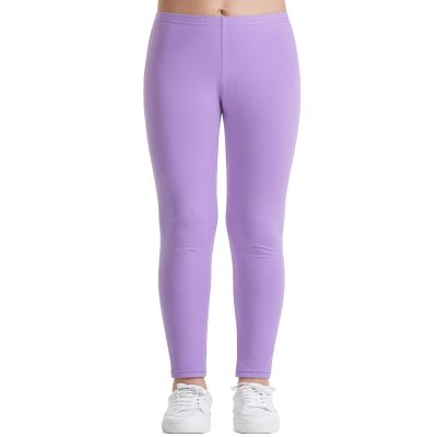 Auranso Toddler Girls Leggings Full Length Cotton Tights Pants Light Purple1 10-12 Years