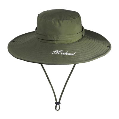 Bucket Hats for Men Women Custom Name Sun Hats Wide Brim Safari Fishing Hats Windproof Uv Protection Hat for Beach Hiking (Style 2)