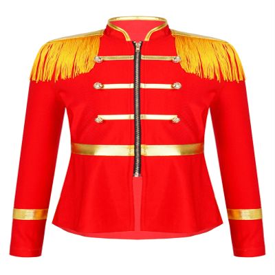 Manyakai Kids Boys Girls Circus Ringmater Coat Marching Band Uniform Carnival Party Tassel Jacket Coat Red 12 Years