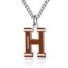 AIAINAGI Football Letter Necklace for Men - Stainless Steel Silver Chain, 22inch Personalized Gift (H) Over 18 years old view 1