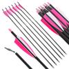 ZSHJGJR 30 Inch Archery Carbon Arrows Hunting Arrows with 4 Turkey Feather Target Practice Arrows Spine 500 for Compound & Recurve &Traditional Bow 6/12pcs (Pink, 12pcs Arrows) view 4