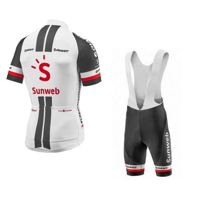 SGCIKER Team SUNWEB Cycling Jersey Set,Mens Summer Short Sleeve Breathable MTB Bike Clothing Bib Short Kits Gel Pad (S)