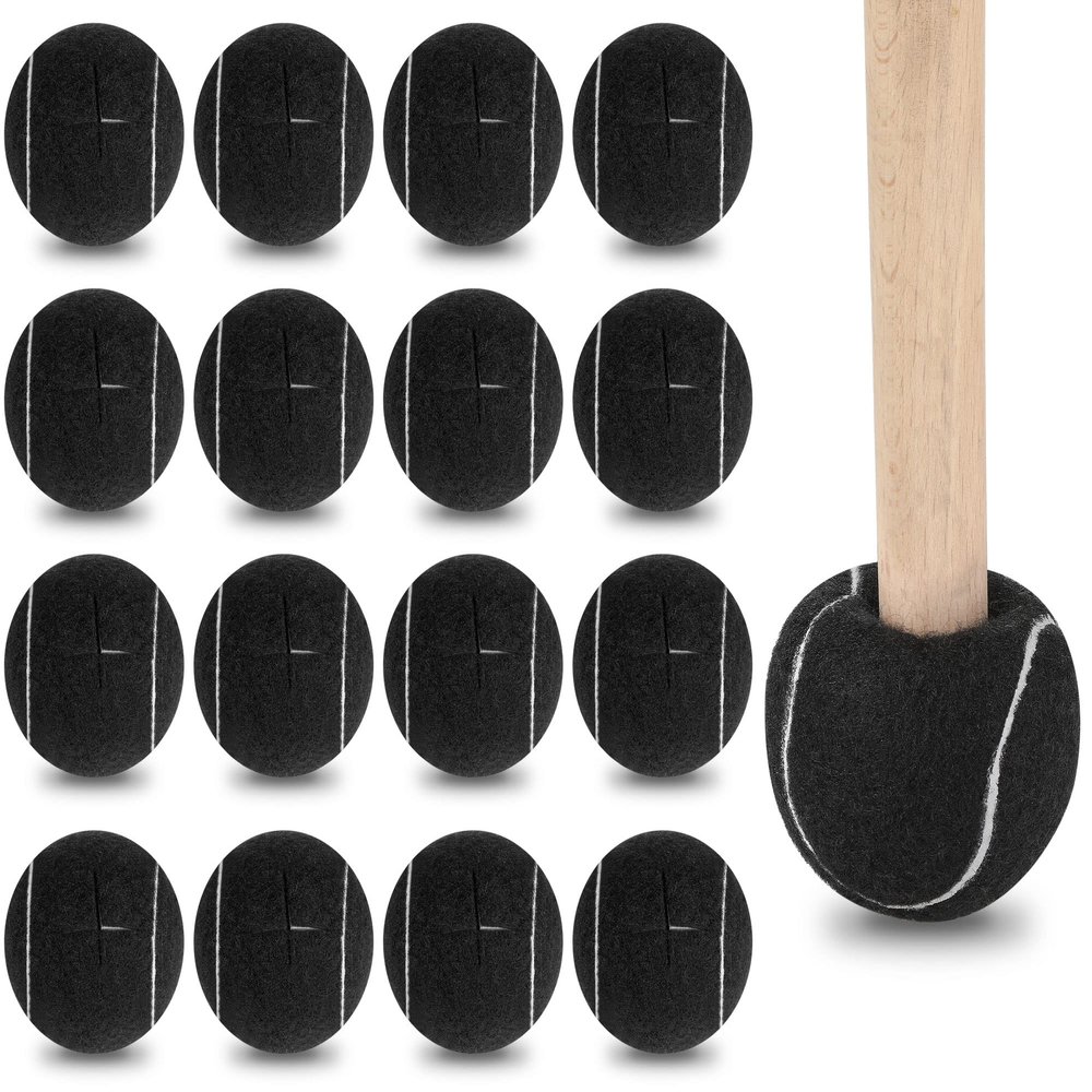24 Pcs Precut Tennis Balls for Furniture Legs and Floor Protection Chairs Desks Furniture Tennis Balls for Chairs Feet Long Lasting Foot Covers(Black)