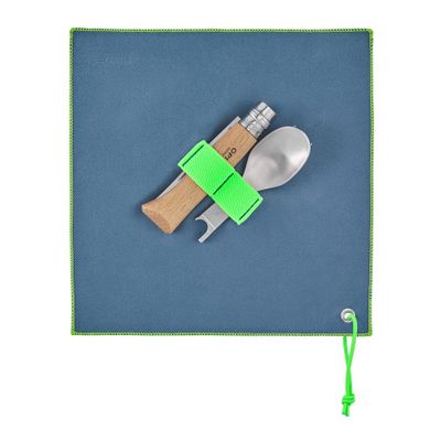 Opinel Picnic+ Cutlery Full Set, No.8 Stainless Steel Knife, Fork and Spoon Insert, Micro Fiber Napkin