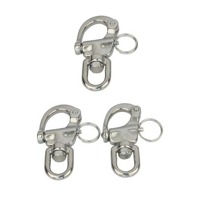 YWZHENYU 316 Stainless Steel Swivel Snap Shackles Marine Bail Shackles with Quick Release Pin for Boat, Dogleash, Bracelet, Camera of 3 Pcs (2.75 inch)