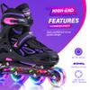 2PM SPORTS Vinal Girls and Boys Adjustable Flashing Inline Skates, All Wheels Light Up, Fun Illuminating for Kids and Women - Violet S view 4