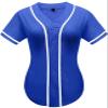 babyhealthy Womens Baseball Jersey Button Down Plain Softball Hip Hop Tshirts Sports Active Tee Blue view 1