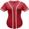 babyhealthy Womens Baseball Jersey Button Down Plain Softball Hip Hop Tshirts Sports Active Tee Red view 1
