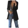 2022 Womens Casual Professional Blazers Long Sleeve Standing Collar Open Front Work Business Office Jacket (Purple XX) view 1