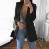 2022 Womens Casual Professional Blazers Long Sleeve Standing Collar Open Front Work Business Office Jacket (Purple XX) view 2