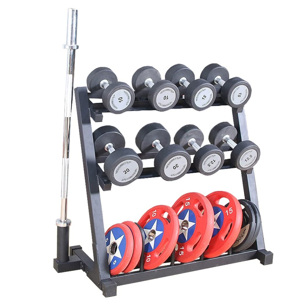 Home Gym Storage Rack, Multifunctional Adjustable Dumbbell Rack, Weight Rack for Dumbbells Kettlebells Weight Bar and Plates Fitness Equipment(Dumbbell Stand Only)