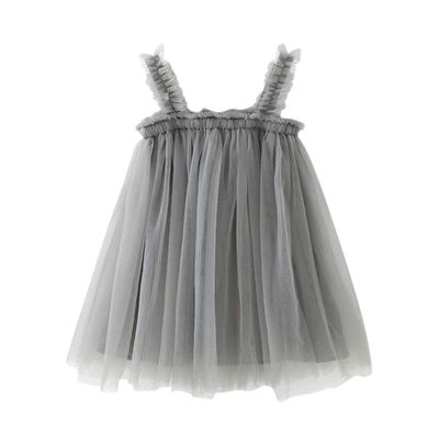 Baby Solid Clothes Children Tulle Strap Girls Toddler Princess Kids Dress Girls Dress&Skirt Baby Girls Cute Dress (Grey, 6-12 Months)