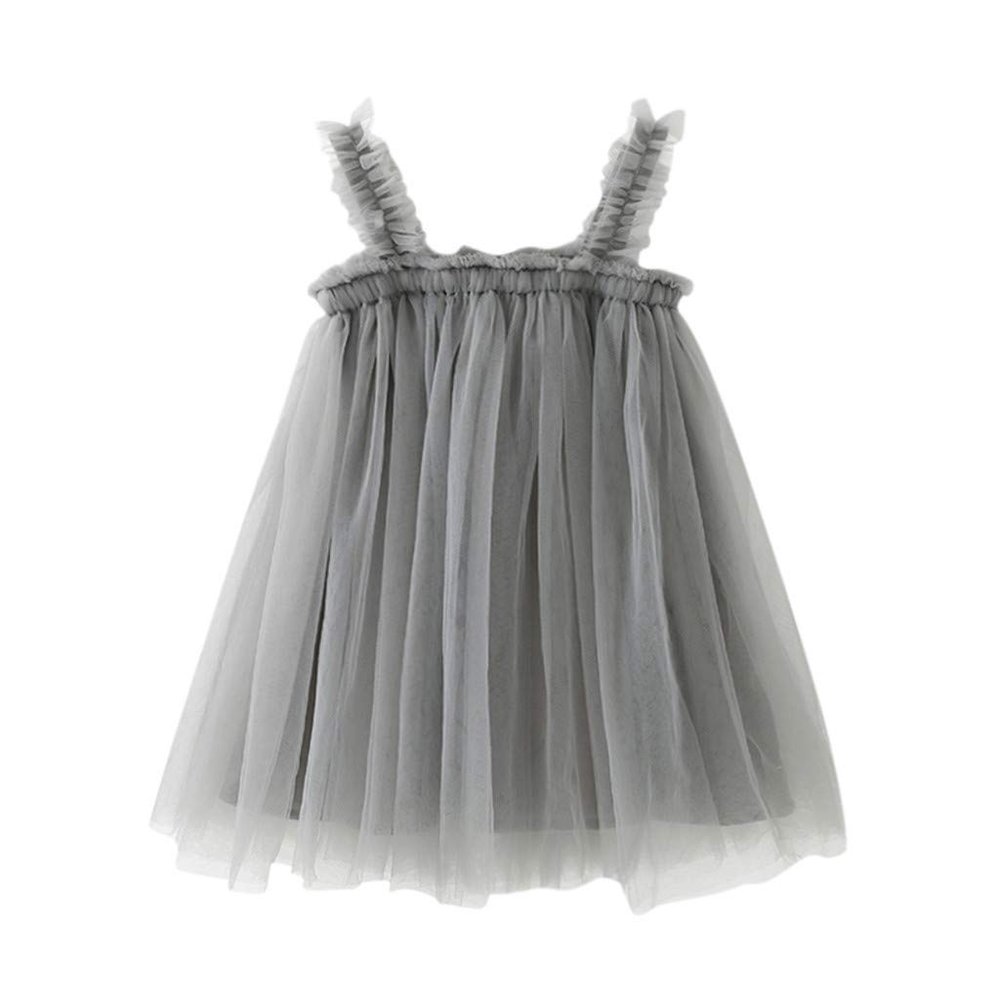 Baby Solid Clothes Children Tulle Strap Girls Toddler Princess Kids Dress Girls Dress&Skirt Baby Girls Cute Dress (Grey, 6-12 Months)