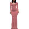 Women Bodycon Long Backless Long Sleeve Maxi Date Night Going Out Club Dress Evening Party Sleeveless High Waist Dresses Pink Medium view 1