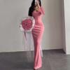 Women Bodycon Long Backless Long Sleeve Maxi Date Night Going Out Club Dress Evening Party Sleeveless High Waist Dresses Pink Medium view 3