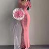 Women Bodycon Long Backless Long Sleeve Maxi Date Night Going Out Club Dress Evening Party Sleeveless High Waist Dresses Pink Medium view 4