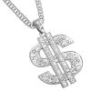 AHIER Halloween Silver Necklace Chain with Dollar Sign, lated Hip Hop Chain Necklace Pendant for Men, 30inch (Rotatable,Lion Head) (S doollar) view 1