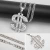 AHIER Halloween Silver Necklace Chain with Dollar Sign, lated Hip Hop Chain Necklace Pendant for Men, 30inch (Rotatable,Lion Head) (S doollar) view 4