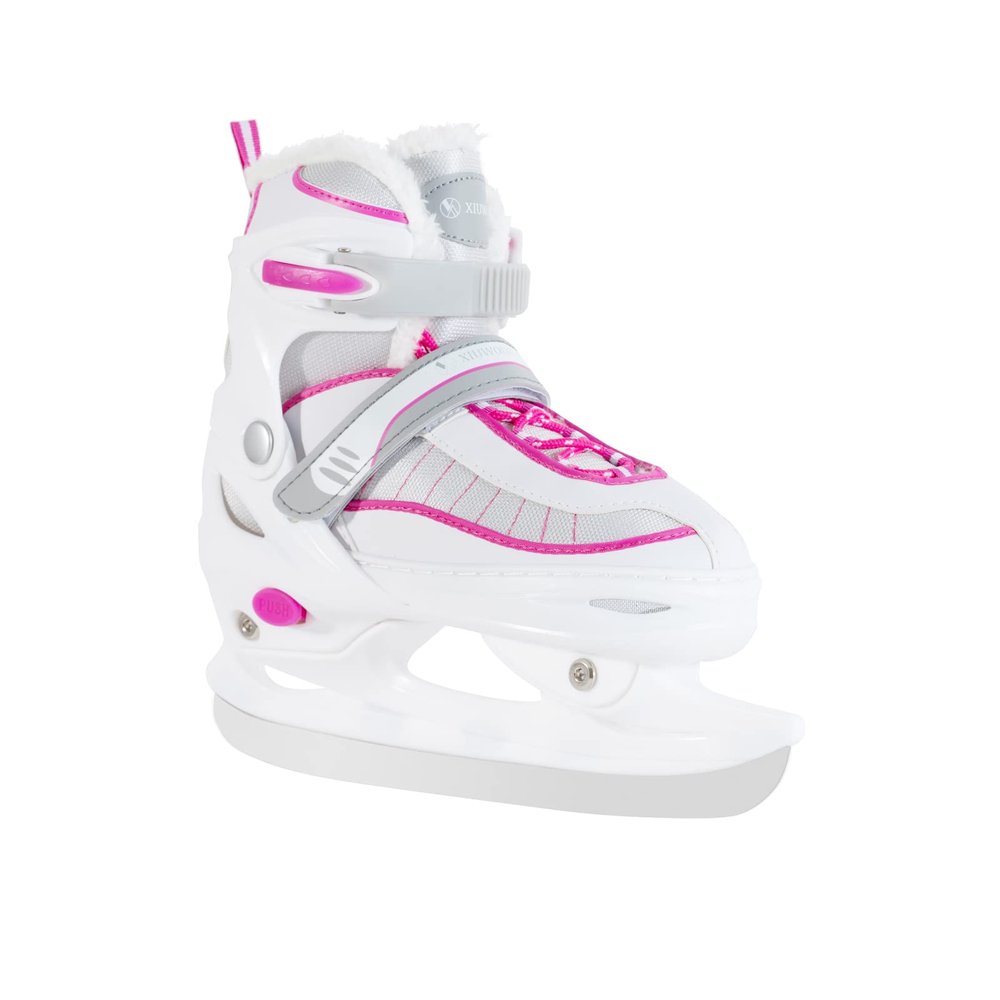 CCUNSZI Ice Skates,Hockey Skates with Adjustable 4 Sizes,Soft Padding and Reinforced Ankle Support for Boys Girls Youth Men Women and Beginners (White, M(1Y-4Y) Kids,(4-6) Women,(3.5-5.5) Men)