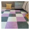 12" X 12" Interlocking Floor Tiles, Fluffy Plush Carpet Foam Mats, Puzzle Exercise Floor Mat, Area Rug for Living Room Bedroom Decor, 11Mm Thick Foam,White+Purple+Grey,40Pcs view 1