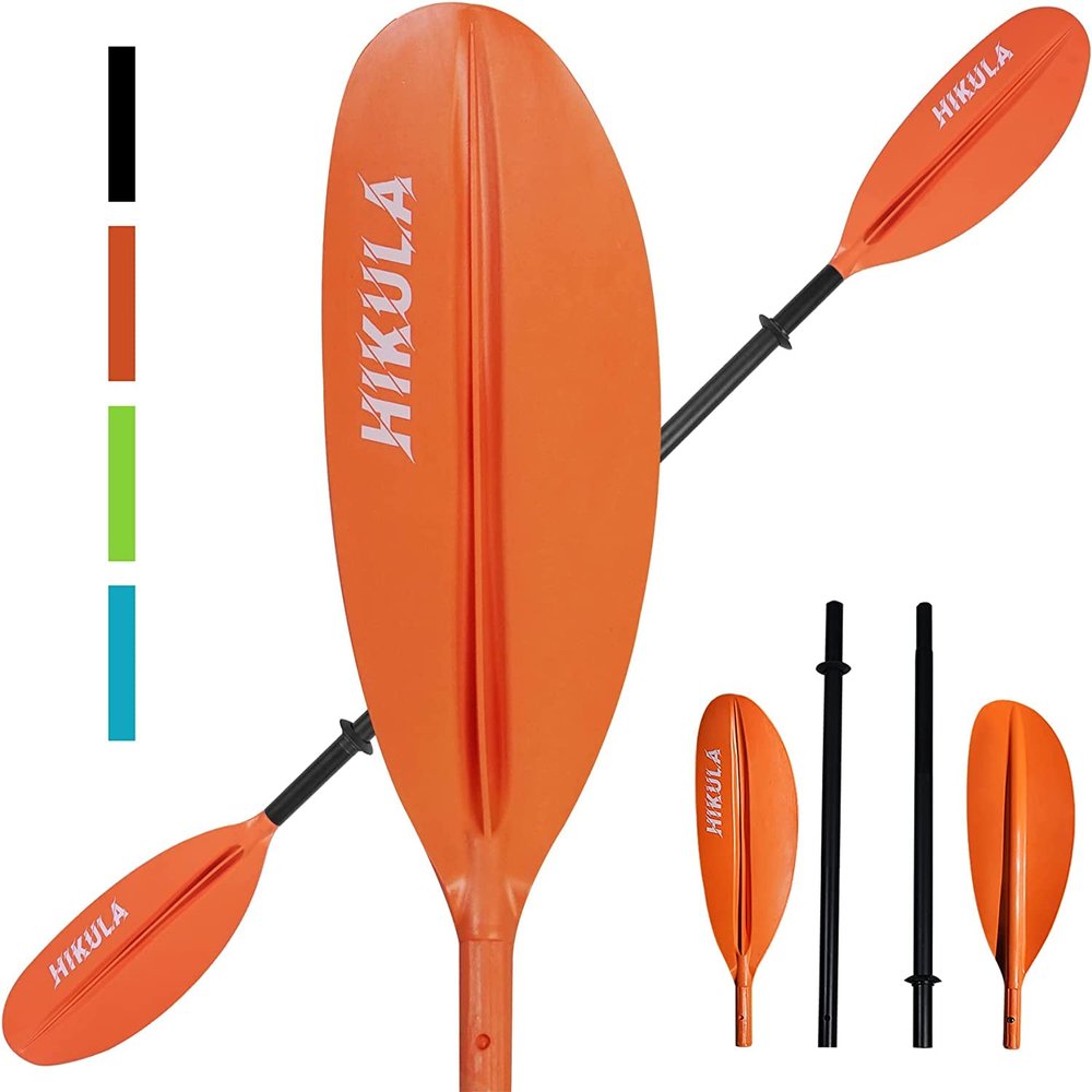 HIKULA Kayak Paddle 4 Pieces Aluminum Shaft and PP Blade Floating 86.6in/220cm, 90.5inch/230cm Lightweight Oars
