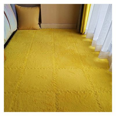 12" X 12" Interlocking Floor Tiles, Fluffy Plush Carpet Foam Mats, Puzzle Exercise Floor Mat, Area Rug for Living Room Bedroom Decor, 11Mm Thick Foam,Yellow,30Pcs