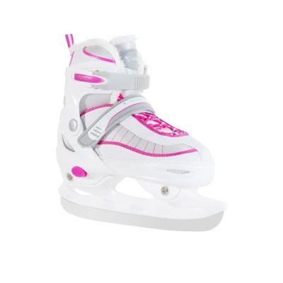 CCUNSZI Ice Skates,Adjustable ice Skates for Men Women and Kids,Stainless Steel Ice Skates,Quick Lacing System & Push-Lock Buckle,Adjustable 4 Size (White, S(11C-1Y) Kids)
