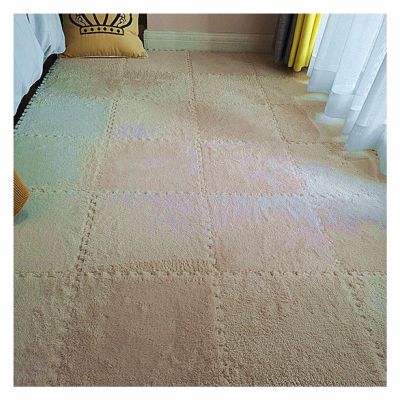 12" X 12" Interlocking Floor Tiles, Fluffy Plush Carpet Foam Mats, Puzzle Exercise Floor Mat, Area Rug for Living Room Bedroom Decor, 11Mm Thick Foam,Apricot,40Pcs