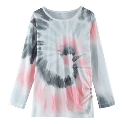 Tunic Casual Tee Dyed Tie Long Shirt Tops Button Front Girls Loose T Blouse Knot Kids Toddler Girl (Grey, 8-9 Years)