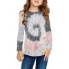 Tunic Casual Tee Dyed Tie Long Shirt Tops Button Front Girls Loose T Blouse Knot Kids Toddler Girl (Grey, 8-9 Years) view 2