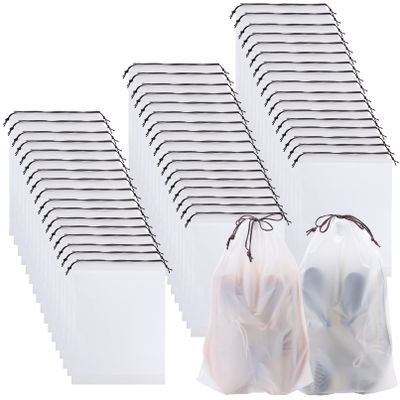 50 Pack Shoe Bags for Travel,Portable Travel Shoe Bag,Large Clear Shoes Pouch Storage Packing Organizers with Drawstring,Dustproof & Waterproof Shoe Storage Bags for Women and Men